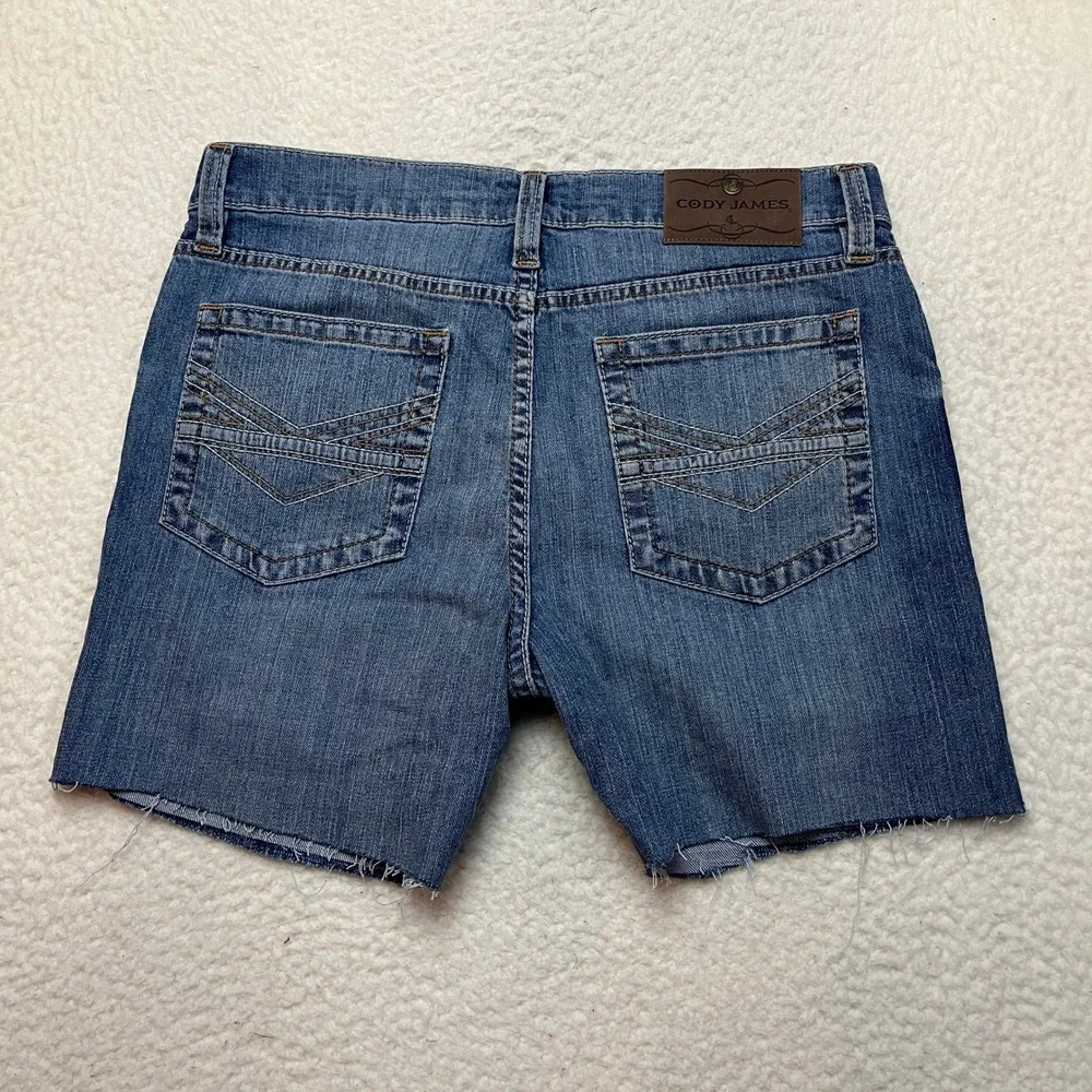Cody James Shorts Mens 32 Blue Denim Cut Off Raw Hem Stretch Western Casual 6602